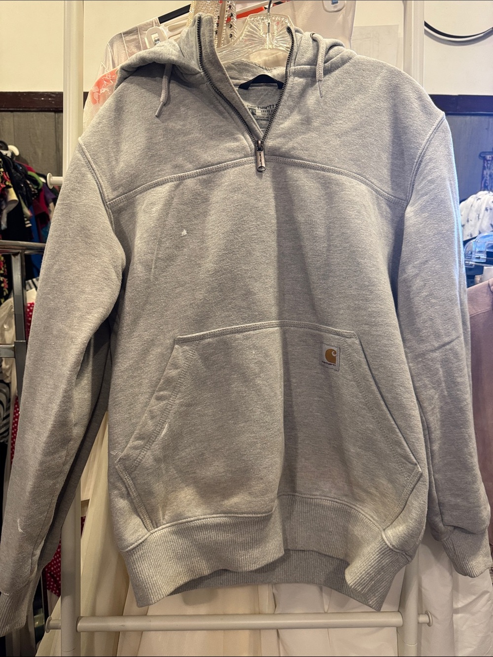 Carhartt Men’s Light Gray Hooded Zip-Up Sweatshirt